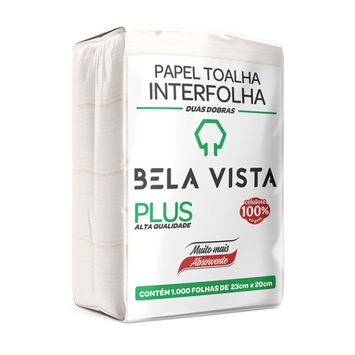 Papel toalha interfolhado plus, 20x23cm 100% celulose 